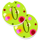 Caroline'S Treasures Letter U Monogram - Lime Green Set Of 2 Cup Holder Car Coasters Cj1010-Ucarc, 2.56, Multicolor
