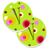 Caroline'S Treasures Letter V Monogram - Lime Green Set Of 2 Cup Holder Car Coasters Cj1010-Vcarc, 2.56, Multicolor