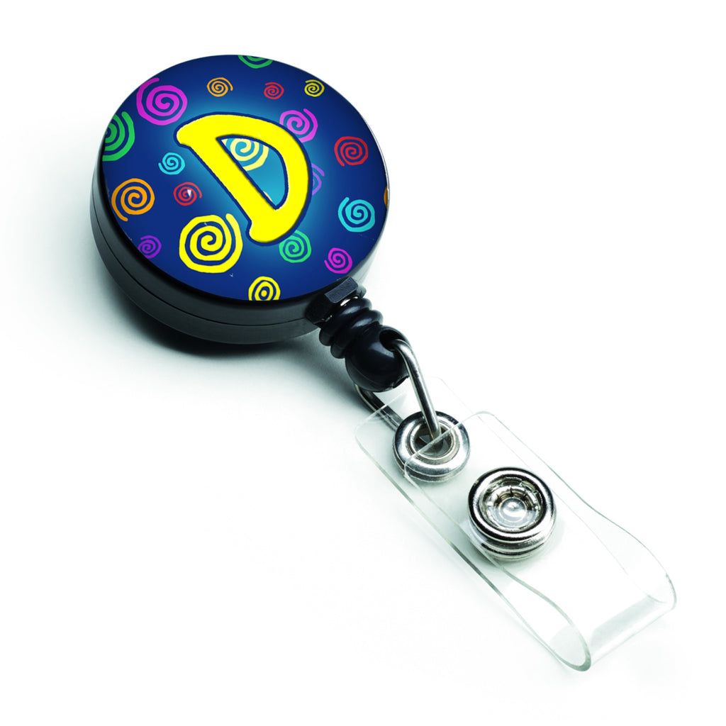 Caroline'S Treasures Letter D Initial Monogram, Blue Swirls Retractable Badge Reel, Multicolor (Cj1011-Dbr)
