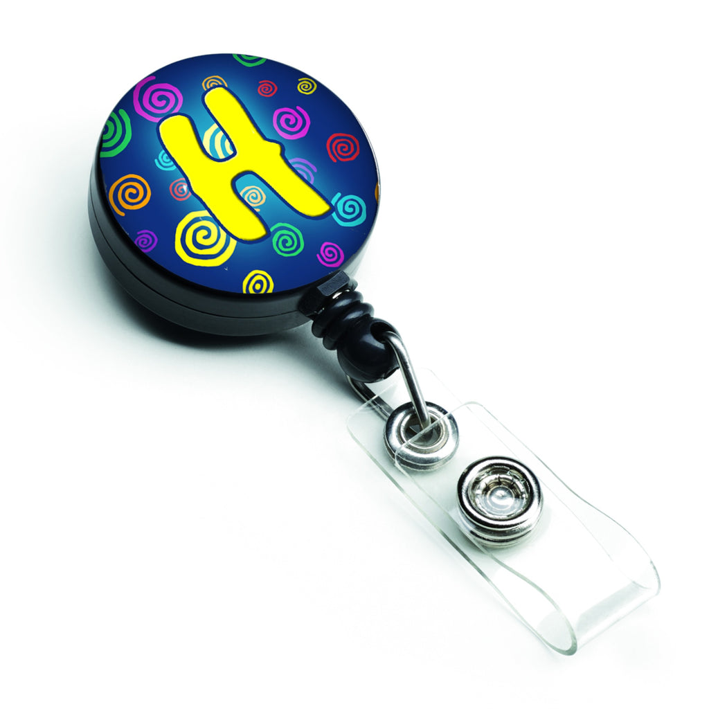 Caroline'S Treasures Letter H Initial Monogram, Blue Swirls Retractable Badge Reel, Multicolor (Cj1011-Hbr)