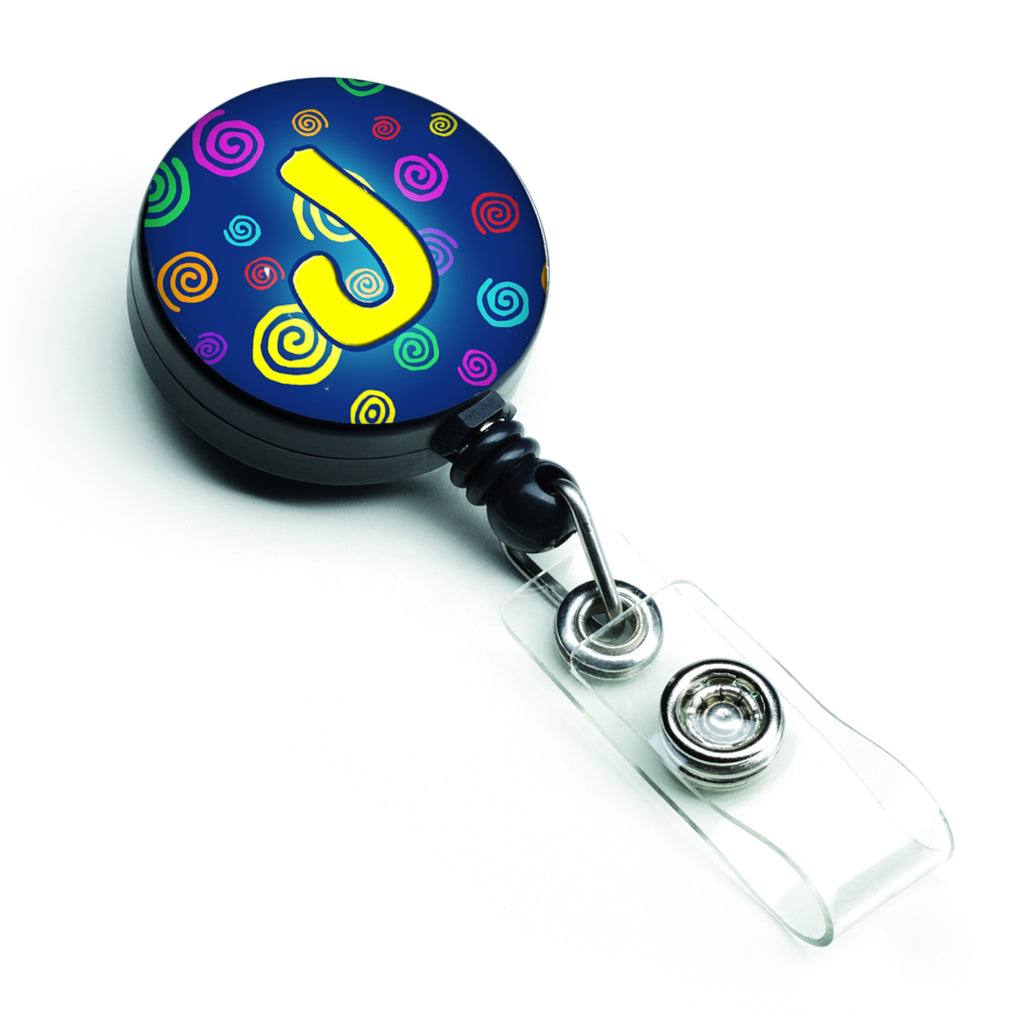 Caroline'S Treasures Letter J Initial Monogram, Blue Swirls Retractable Badge Reel, Multicolor (Cj1011-Jbr)