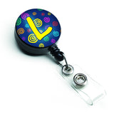 Caroline'S Treasures Letter L Initial Monogram, Blue Swirls Retractable Badge Reel, Multicolor (Cj1011-Lbr)