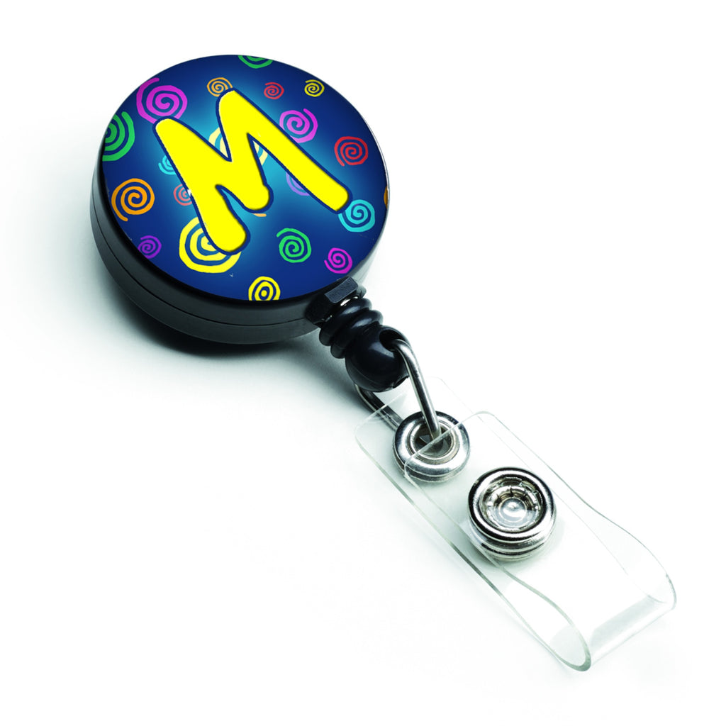 Caroline'S Treasures Letter M Initial Monogram, Blue Swirls Retractable Badge Reel, Multicolor (Cj1011-Mbr)