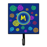 Caroline'S Treasures Cj1011-Msh4 Letter M Initial Monogram-Blue Swirls Leash Holder Or Key Hook, Small, Multicolor