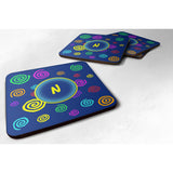 Caroline'S Treasures Cj1011-Nfc Monogram-Blue Swirls Foam Coasters (Set Of 4), Initial Letter N, 3.5 H X 3.5 W, Multic