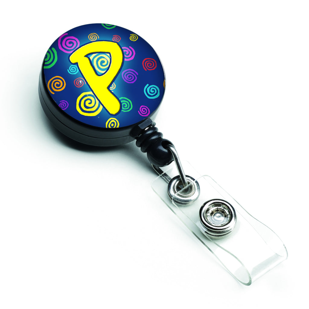 Caroline'S Treasures Letter P Initial Monogram, Blue Swirls Retractable Badge Reel, Multicolor (Cj1011-Pbr)