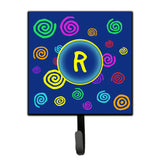 Caroline'S Treasures Cj1011-Rsh4 Letter R Initial Monogram-Blue Swirls Leash Holder Or Key Hook, Small, Multicolor