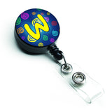 Caroline'S Treasures Letter W Initial Monogram, Blue Swirls Retractable Badge Reel, Multicolor (Cj1011-Wbr)