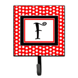 Caroline'S Treasures Cj1012-Fsh4 Letter F Initial Monogram-Red Black Polka Dots Leash Holder Or Key Hook, Small, Multicolor