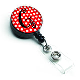 Caroline'S Treasures Letter G Monogram Red Black Polka Dots Retractable Badge Reel, Multicolor (Cj1012-Gbr)