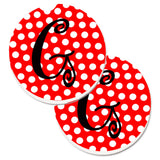 Caroline'S Treasures Letter G Initial Monogram Red Black Polka Dots Set Of 2 Cup Holder Car Coasters Cj1012-Gcarc, 2.56, Multi
