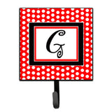 Caroline'S Treasures Cj1012-Gsh4 Letter G Initial Monogram-Red Black Polka Dots Leash Holder Or Key Hook, Small, Multicolor