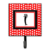 Caroline'S Treasures Cj1012-Ish4 Letter I Initial Monogram-Red Black Polka Dots Leash Holder Or Key Hook, Small, Multicolor