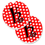 Caroline'S Treasures Letter K Initial Monogram Red Black Polka Dots Set Of 2 Cup Holder Car Coasters Cj1012-Kcarc, 2.56, Multi