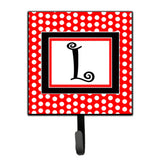 Caroline'S Treasures Cj1012-Lsh4 Letter L Initial Monogram-Red Black Polka Dots Leash Holder Or Key Hook, Small, Multicolor