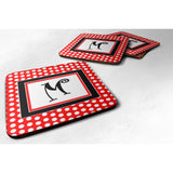 Caroline'S Treasures Cj1012-Mfc Monogram-Red Black Polka Dots Foam Coasters (Set Of 4), Initial Letter M, 3.5 H X 3.5