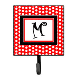 Caroline'S Treasures Cj1012-Msh4 Letter M Initial Monogram-Red Black Polka Dots Leash Holder Or Key Hook, Small, Multicolor