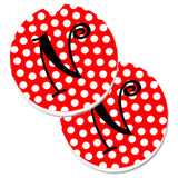 Caroline'S Treasures Letter N Initial Monogram Red Black Polka Dots Set Of 2 Cup Holder Car Coasters Cj1012-Ncarc, 2.56, Multi