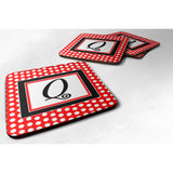 Caroline'S Treasures Cj1012-Qfc Monogram-Red Black Polka Dots Foam Coasters (Set Of 4), Initial Letter Q, 3.5 H X 3.5