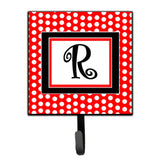 Caroline'S Treasures Cj1012-Rsh4 Letter R Initial Monogram-Red Black Polka Dots Leash Holder Or Key Hook, Small, Multicolor