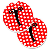 Caroline'S Treasures Monogram - Initial T Red Black Polka Dots Set Of 2 Cup Holder Car Coasters Cj1012-Tcarc, 2.56, Multicolor