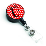 Caroline'S Treasures Monogram, Initial U Red Black Polka Dots Retractable Badge Reel, Multicolor (Cj1012-Ubr)