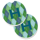 Caroline'S Treasures Monogram - Initial H Blue Argoyle Set Of 2 Cup Holder Car Coasters Cj1020-Hcarc, 2.56, Multicolor