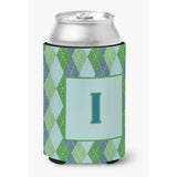 Letter I Initial Monogram - Blue Argoyle Can Or Bottle Beverage Insulator Hugger