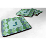 Caroline'S Treasures Cj1020-Jfc Monogram-Blue Argoyle Foam Coasters (Set Of 4), Initial Letter J, 3.5 H X 3.5 W, Multi