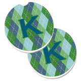 Caroline'S Treasures Monogram - Initial K Blue Argoyle Set Of 2 Cup Holder Car Coasters Cj1020-Kcarc, 2.56, Multicolor