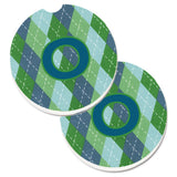 Caroline'S Treasures Initial O Monogram - Blue Argoyle Set Of 2 Cup Holder Car Coasters Cj1020-Ocarc, 2.56, Multicolor