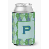 Letter P Initial Monogram - Blue Argoyle Can Or Bottle Beverage Insulator Hugger