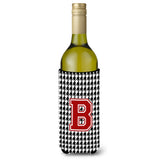 Monogram - Houndstooth Initial B Wine Bottle Beverage Insulator Beverage Insulator Hugger