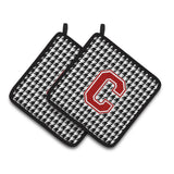 Caroline'S Treasures Letter C Monogram - Houndstooth Black Pair Of Pot Holders Cj1021-Cpthd, 7.5Hx7.5W, Multicolor
