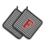 Caroline'S Treasures Letter F Monogram - Houndstooth Black Pair Of Pot Holders Cj1021-Fpthd, 7.5Hx7.5W, Multicolor