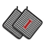 Caroline'S Treasures Letter I Monogram - Houndstooth Black Pair Of Pot Holders Cj1021-Ipthd, 7.5Hx7.5W, Multicolor