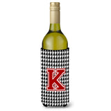 Monogram - Houndstooth Initial K Wine Bottle Beverage Insulator Beverage Insulator Hugger