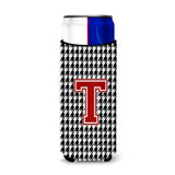Monogram - Houndstooth Letter T Ultra Beverage Insulators For Slim Cans Cj1021-Tmuk