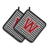 Caroline'S Treasures Letter W Monogram - Houndstooth Black Pair Of Pot Holders Cj1021-Wpthd, 7.5Hx7.5W, Multicolor