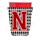Monogram - Houndstooth Initial N Red Solo Cup Beverage Insulator Hugger Cj1021N-Rsc