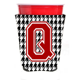 Monogram - Houndstooth Initial Q Red Solo Cup Beverage Insulator Hugger Cj1021Q-Rsc