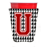 Monogram - Houndstooth Initial U Red Solo Cup Beverage Insulator Hugger Cj1021U-Rsc