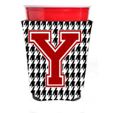 Monogram - Houndstooth Initial Y Red Solo Cup Beverage Insulator Hugger Cj1021Y-Rsc