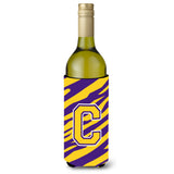 Monogram - Tiger Stripe - Purple Gold Initial C Wine Bottle Beverage Insulator Beverage Insulator Hugger