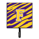 Caroline'S Treasures Cj1022-Fsh4 Tiger Stripe-Purple Gold Leash Holder Or Key Hook Initial F, Small, Multicolor