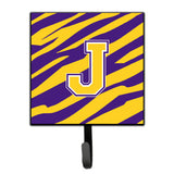 Caroline'S Treasures Cj1022-Jsh4 Tiger Stripe-Purple Gold Leash Holder Or Key Hook Initial J, Small, Multicolor