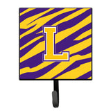 Caroline'S Treasures Cj1022-Lsh4 Tiger Stripe-Purple Gold Leash Holder Or Key Hook Initial L, Small, Multicolor