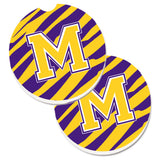 Caroline'S Treasures Letter M Monogram - Tiger Stripe - Purple Gold Set Of 2 Cup Holder Car Coasters Cj1022-Mcarc, 2.56, Multi