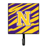 Caroline'S Treasures Cj1022-Nsh4 Tiger Stripe-Purple Gold Leash Holder Or Key Hook Initial N, Small, Multicolor
