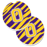 Caroline'S Treasures Letter O Monogram - Tiger Stripe - Purple Gold Set Of 2 Cup Holder Car Coasters Cj1022-Ocarc, 2.56, Multi